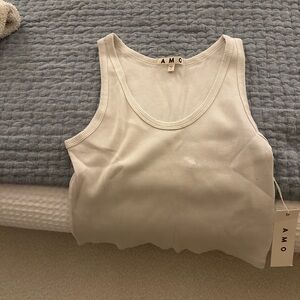 AMO Classic White Ribbed Tank Top